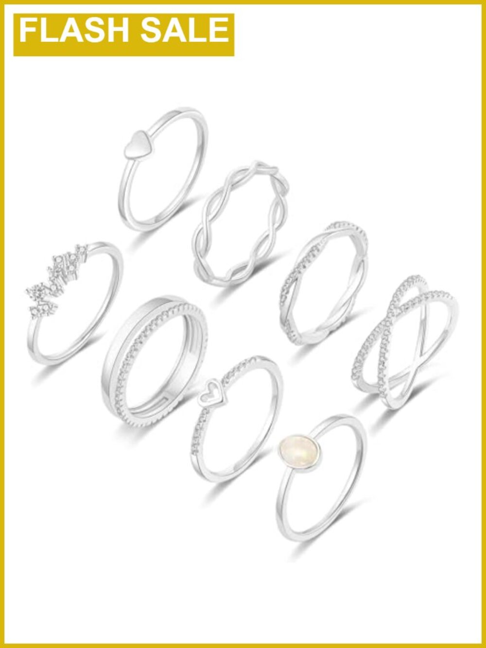 14K Gold Plated Stacking Ring Set Brass Cubic Zirconia Dainty Women Rings